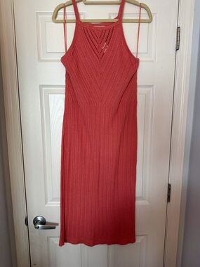 Old Navy Coral Knit Halter Midi Dress